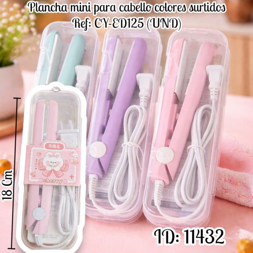 Plancha mini para cabello colores surtidos Ref: CY-ED125 (UND)