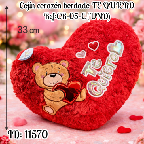 Cojín corazón bordado TE QUIERO Ref:CR-05-C (UND)