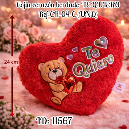 Cojín corazón bordado TE QUIERO Ref:CR-04-C (UND)