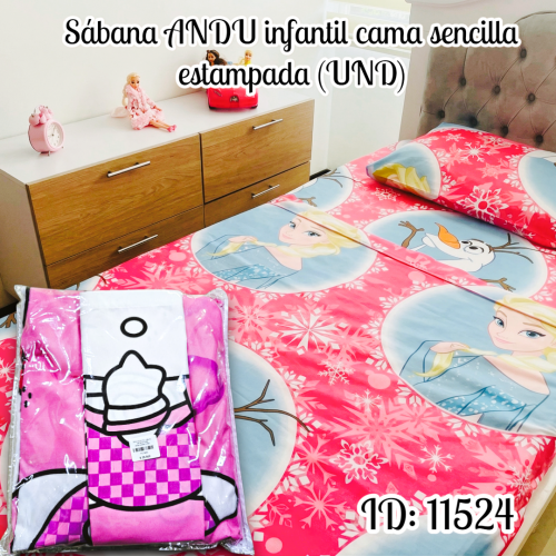 Sábana ANDU infantil cama sencilla estampada (UND)