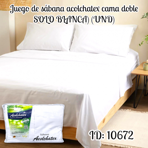 Juego de sábana acolchatex cama doble SOLO BLANCA) (UND)