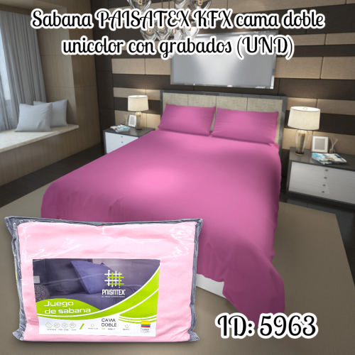 Sabana PAISATEX cama doble unicolor con grabados (UND)