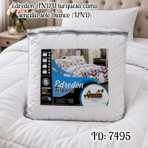 Tendido ANDU turquesa cama sencilla solo blanco (UND)