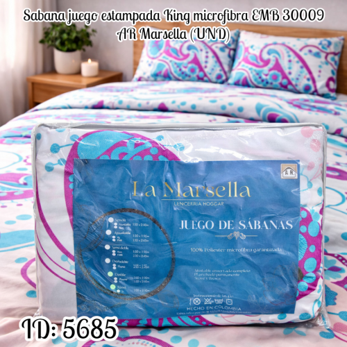 Juego de sabana estampada EMB King AR Marsella (UND)