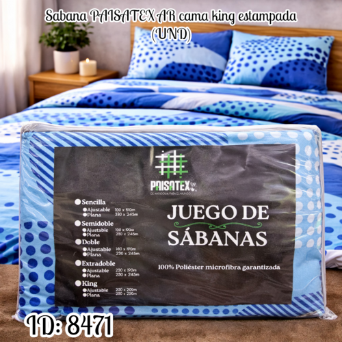Sabana PAISATEX cama king estampada (UND)