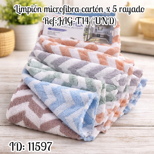 Limpión  microfibra cartón x 5 rayado Ref:JAG-T14 (UND)