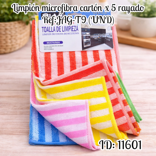 Limpión microfibra cartón x 5 rayado Ref:JAG-T9 (UND)