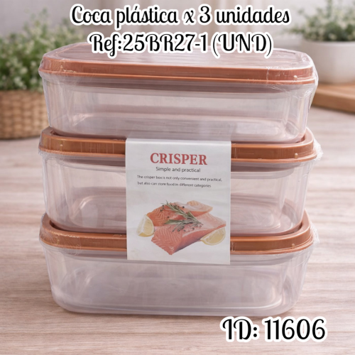 Coca plástica x 3 unidades Ref:25BR27-1 (UND)