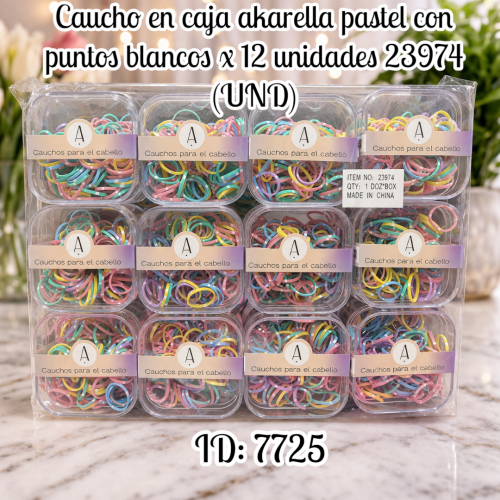 Caucho en caja akarella pastel con puntos blancos x 12 unidades 23974 (UND)