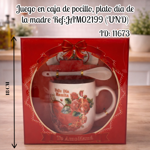 Juego en caja de pocillo, plato  día de la madre Ref:JAM02199 (UND)