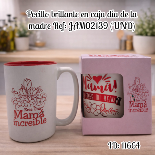 Pocillo brillante en caja  día de la madre Ref:JAM02139 (UND)