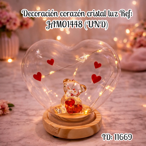 Decoración corazón cristal  luz  Ref: JAM01448 (UND)
