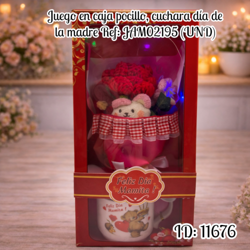 Juego en caja pocillo, cuchara  día de la madre Ref: JAM02195 (UND)