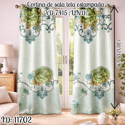 Cortina de sala tela estampada YD-7415 (UND)