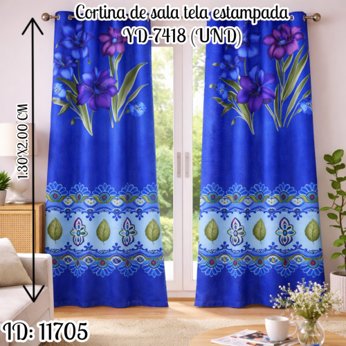 Cortina de sala tela estampada YD-7418 (UND)