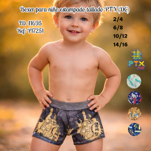 Boxer para niño estampado tallado PTX (DC)