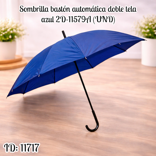 Sombrilla bastón automática doble tela azul 2D-11579A (UND)