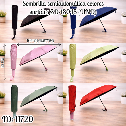 Sombrilla semiautomática colores surtidos 2D-13048 (UND)
