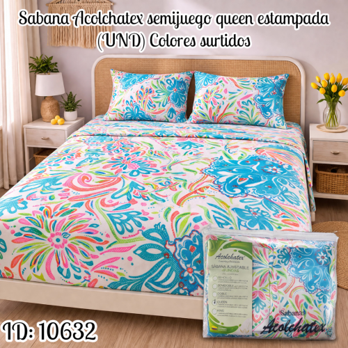Sabana Acolchatex semijuego queen estampada (UND)