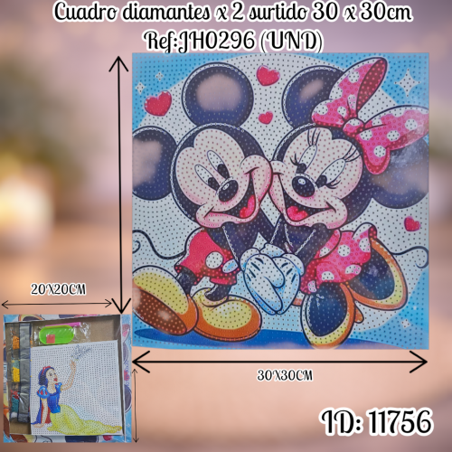 Cuadro diamantes x 2 surtido 30 x 30cm Ref:JH0296 (UND)