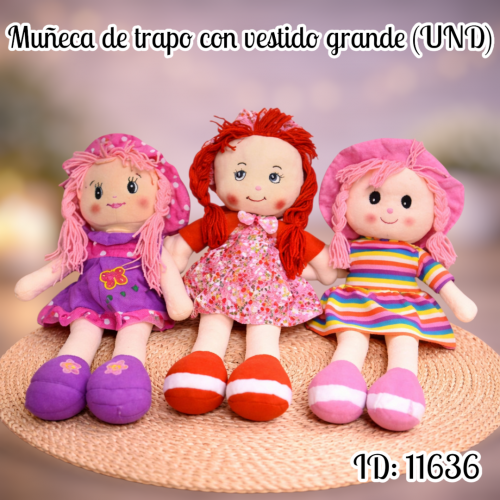 Muñeca de trapo surtida vestido flores 45 cm (UND)