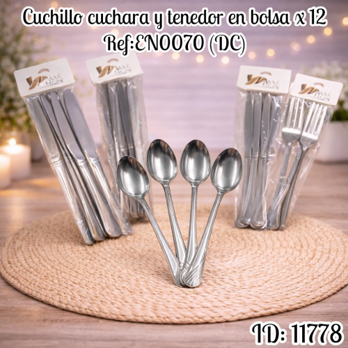 Cuchillo cuchara y tenedor en bolsa x 12 Ref:EN0070 (DC)