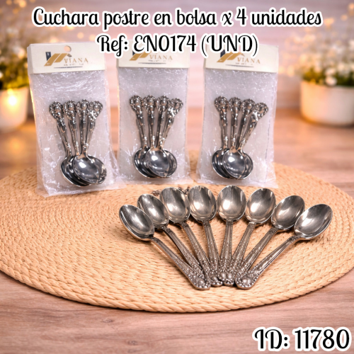Cuchara postre en bolsa x 4 unidades Ref: EN0174 (UND)