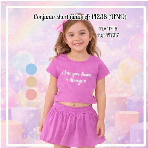 Conjunto short niña ref: 14238 (UND)
