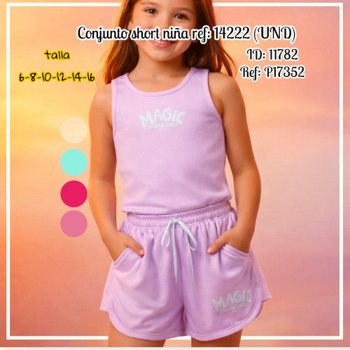 Conjunto short niña ref: 14222 (UND)