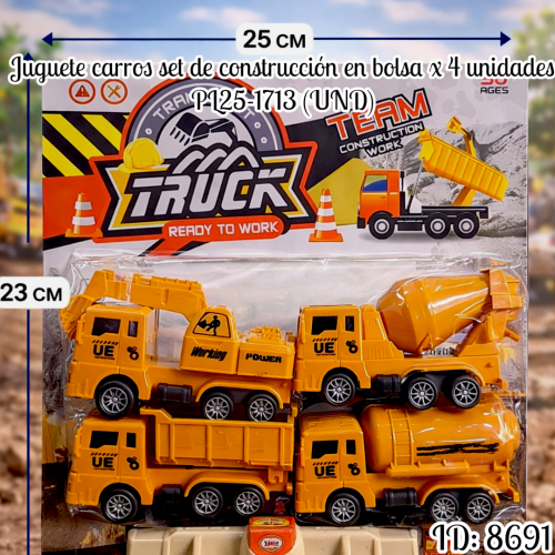 Juguete carros set de construcción en bolsa x 4 unidaes PL25-1713 (UND)