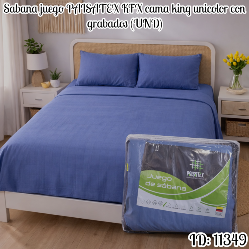 Sabana juego PAISATEX KFX cama king unicolor con grabados (UND)