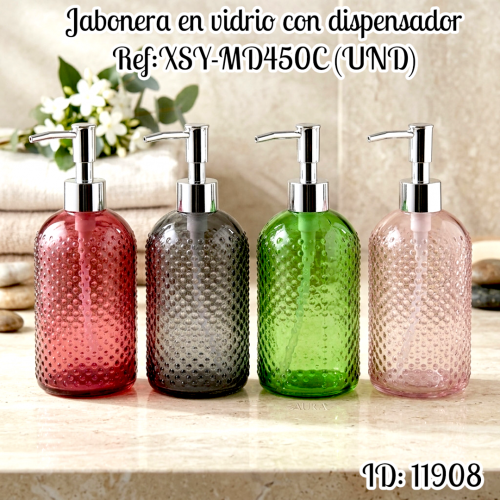 Jabonera en vidrio con dispensador Ref:XSY-MD450C (UND)