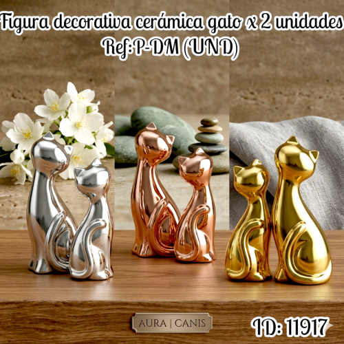 Figura decorativa cerámica gato x 2 unidades Ref:P-DM (UND)