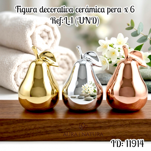 Figura decorativa cerámica pera x 6 Ref:L-1 (UND)