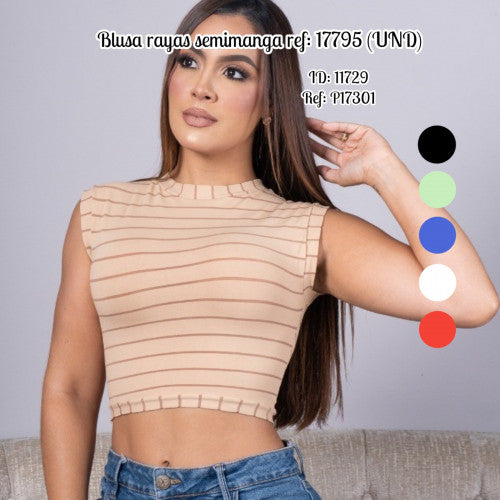 Blusa rayas semimanga ref: 17795 (UND)