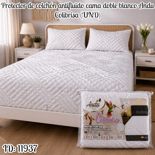 Protector de colchón antifluido cama doble blanco Andu Colibrisa (UND)