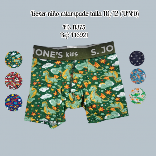 Boxer niño estampado talla 10/12 (UND)