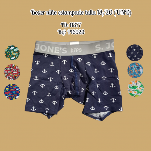Boxer niño estampado talla 18/20 (UND)