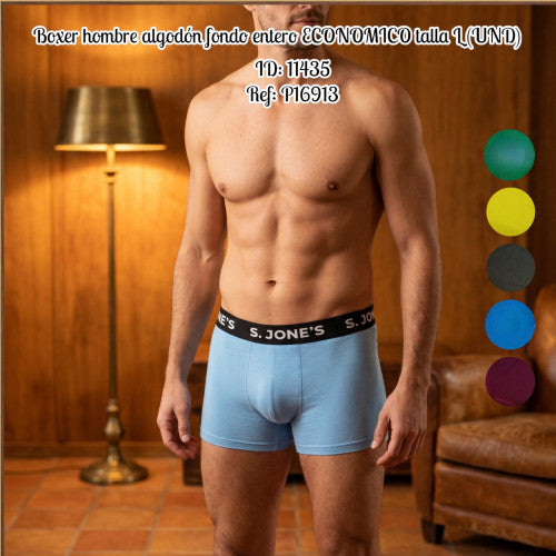 Boxer hombre algodón fondo entero ECONOMICO talla L (UND)