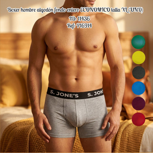 Boxer hombre algodón fondo entero ECONOMICO talla XL (UND)