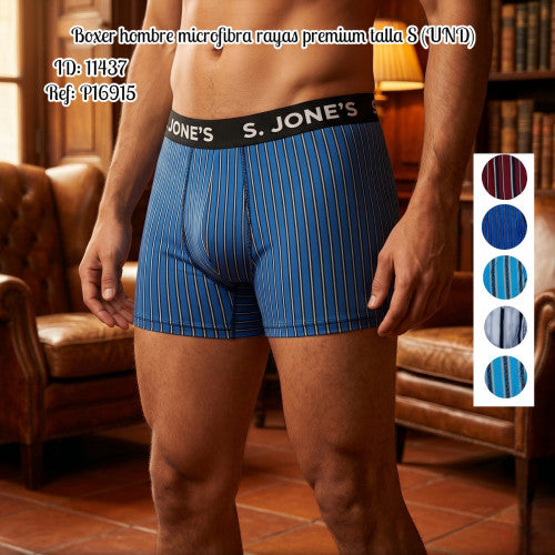 Boxer hombre microfibra rayas premium talla S (UND)