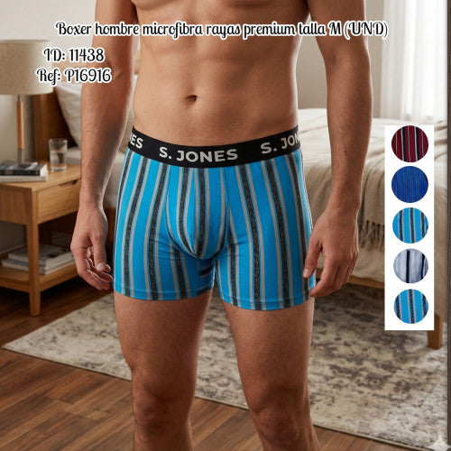 Boxer hombre microfibra rayas premium talla M (UND)
