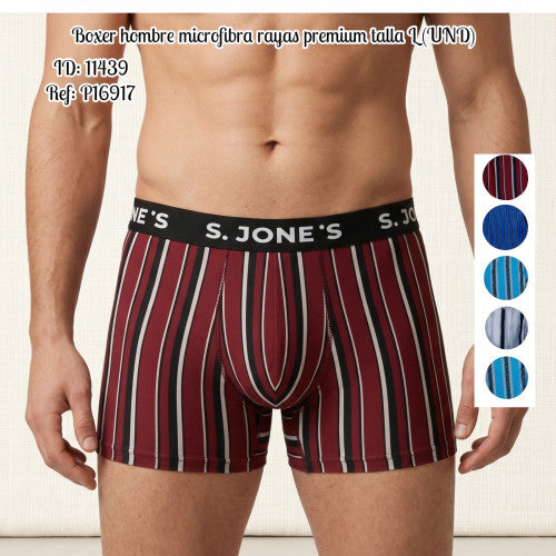Boxer hombre microfibra rayas premium talla L (UND)