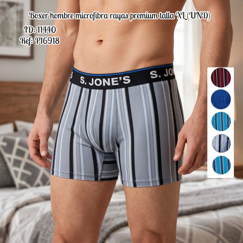 Boxer hombre microfibra rayas premium talla XL (UND)