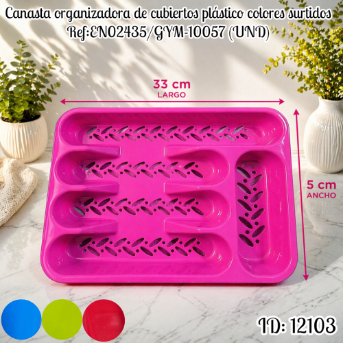 Canasta organizadora de cubiertos plástico colores surtidos Ref:EN02435/GYM-10057 (UND)