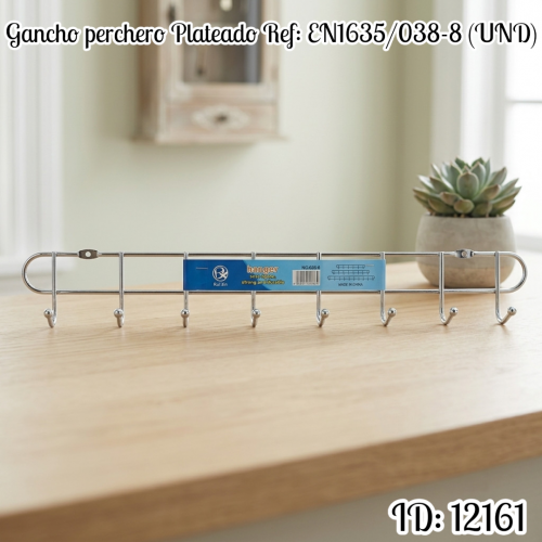 Gancho perchero Plateado 38 CM Ref: EN1635/038-8 (UND)