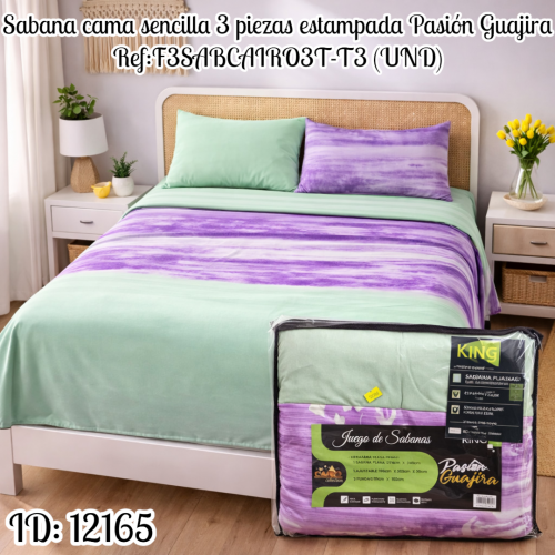 Sabana cama sencilla 3 piezas estampada Pasión Guajira Ref:F3SABCAIRO3T-T3 (UND)