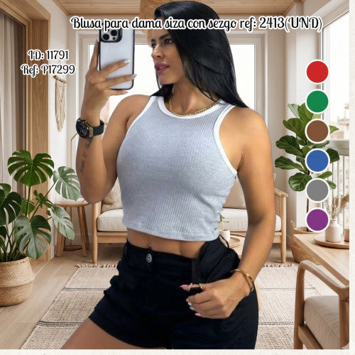 Blusa para dama siza con sezgo ref: 2413(UND)