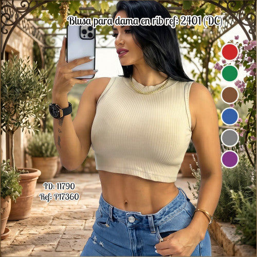 Blusa para dama en rib ref: 2401 (DC)