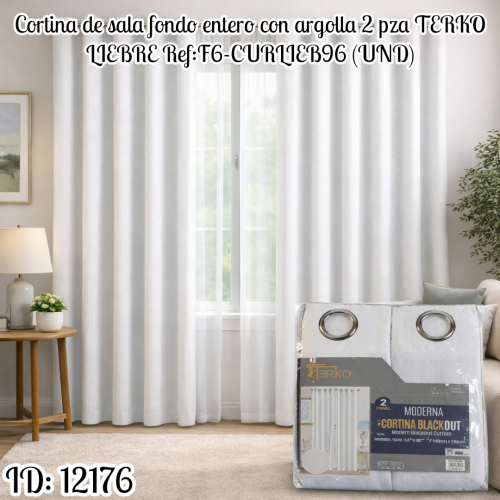 Cortina de sala fondo entero con argolla 2 pza TERKO LIEBRE Ref:F6-CURLIEB96 (UND)